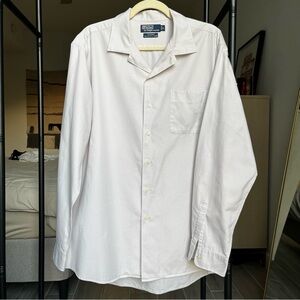 Polo Ralph Lauren Bonnard Shirt Men's Large Beige Plaid Long Sleeve Vintage 90s